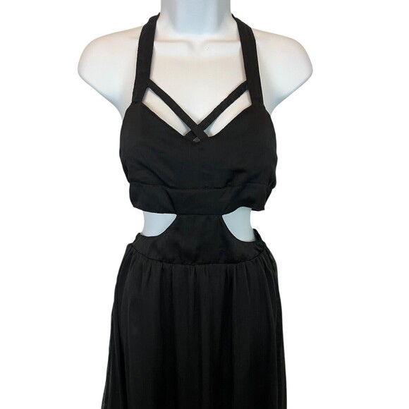 Tobi Sexy Cut-out T-Back Maxi Dress  Size S  Black  Whimsygoth Night Out Hoco - Picture 3 of 8
